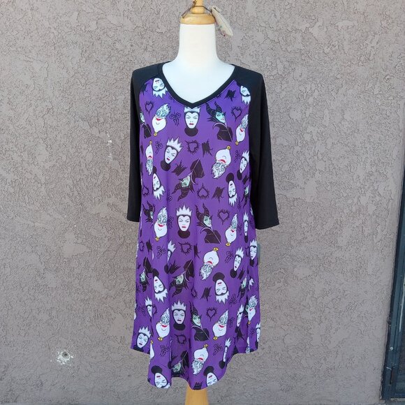 Disney Villans Women's 3/4 Sleeve Dorm Nightgown Pajamas - Picture 4 of 9